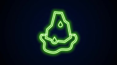 Parlayan neon hattı Buzul eritme simgesi siyah zemin üzerinde izole edildi. 4K Video hareketli grafik canlandırması