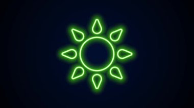 Parlayan neon çizgi simgesi siyah arkaplanda izole edildi. 4K Video hareketli grafik canlandırması