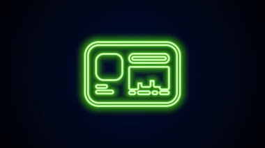 Parlayan neon hattı kimlik tanımlama simgesi siyah arkaplanda izole edildi. Sunum için, şirketin kimliği için, reklam için kullanılabilir. 4K Video hareketli grafik canlandırması