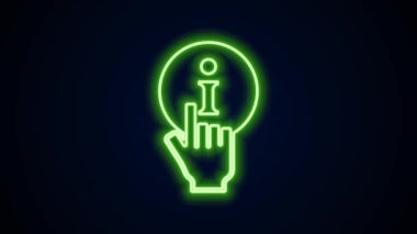 Parlayan neon hattı bilgi simgesi siyah arkaplanda izole edildi. 4K Video hareketli grafik canlandırması