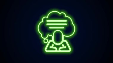 Parlayan neon hattı konuşma balonu sohbet simgesi siyah arkaplanda izole edildi. İleti simgesi. İletişim ya da yorum sohbet sembolü. 4K Video hareketli grafik canlandırması