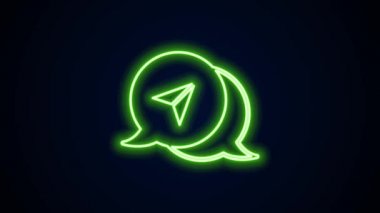 Şehir haritası yön bulma simgesinin parlayan neon hattı bilgileri siyah arkaplanda izole edildi. Arayüz tasarımı. Yer belirleme konsepti. 4K Video hareketli grafik canlandırması