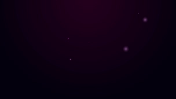 Светящаяся неоновая линия Расположение с цветочным значком на черном фоне. Видеографическая анимация 4K — стоковое видео