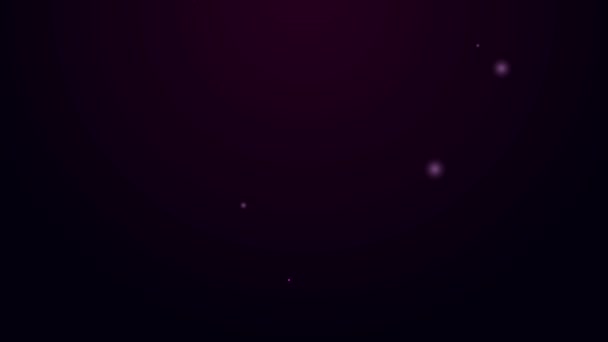 Zářící neonová čára Ikona Shovel izolovaná na černém pozadí. Zahradní nářadí. Nástroj pro zahradnictví, zemědělství, zemědělství. Grafická animace pohybu videa 4K — Stock video