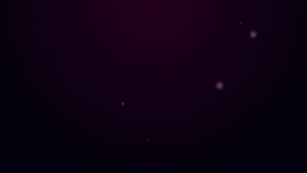 发光的霓虹灯线橡果图标孤立在黑色背景.4K视频运动图形动画 — 图库视频影像