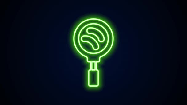 Leuchtende Neon-Linie Bratpfanne Symbol isoliert auf schwarzem Hintergrund. Frittieren oder Braten. 4K Video Motion Grafik Animation — Stockvideo