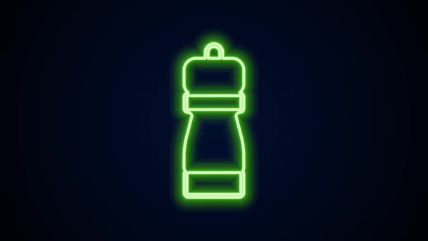 Glowing neon line Pepper icon isolated on black background. Cooking spices. 4K Video motion graphic animation — Stock Video