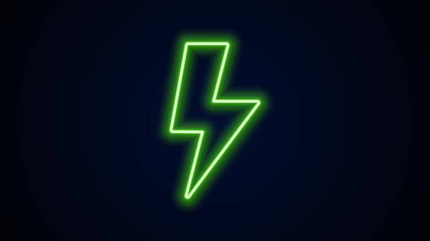 Glowing neon line Lightning bolt icon isolated on black background. Flash sign. Charge flash icon. Thunder bolt. Lighting strike. 4K Video motion graphic animation — Stock Video