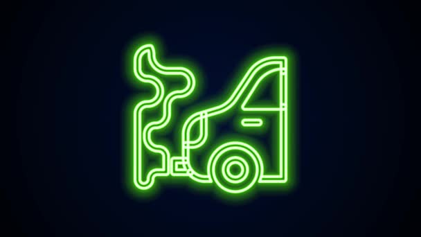 Glowing neon line Car exhaust icon isolated on black background. 4K Video motion graphic animation — Stock Video