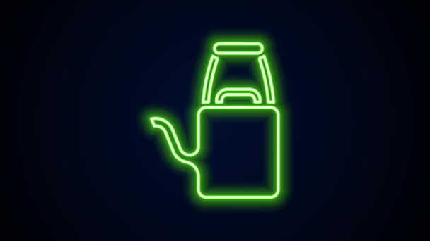 Glödande neon line Bevattning kan ikonen isolerad på svart bakgrund. Bevattningssymbol. 4K Video motion grafisk animation — Stockvideo