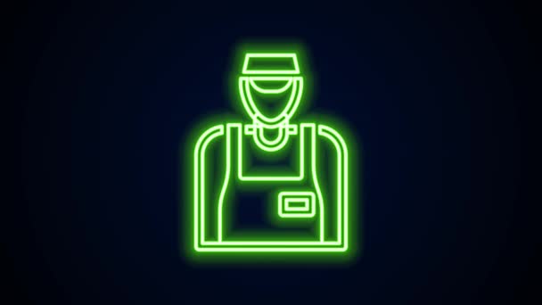 Glödande neon line säljare ikon isolerad på svart bakgrund. 4K Video motion grafisk animation — Stockvideo