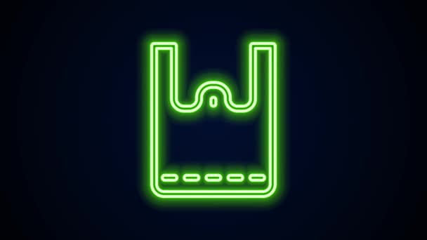 Gloeiende neon lijn Papieren boodschappentas pictogram geïsoleerd op zwarte achtergrond. Pakketbord. 4K Video motion grafische animatie — Stockvideo