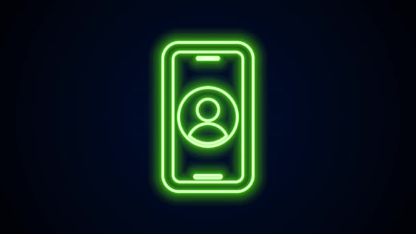 Glowing neon line Telephone 24 hours support icon isolated on black background. All-day customer support call-center. Full time call services. 4K Video motion graphic animation — Stock Video