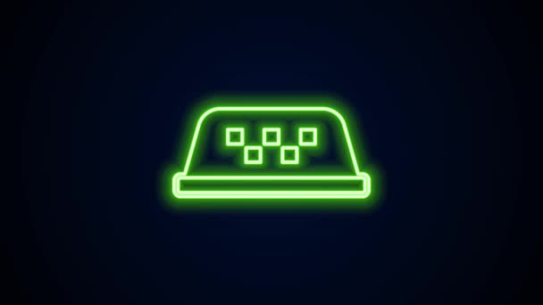 Glowing neon line Taxi car roof icon isolated on black background. 4K Video motion graphic animation — Stock Video