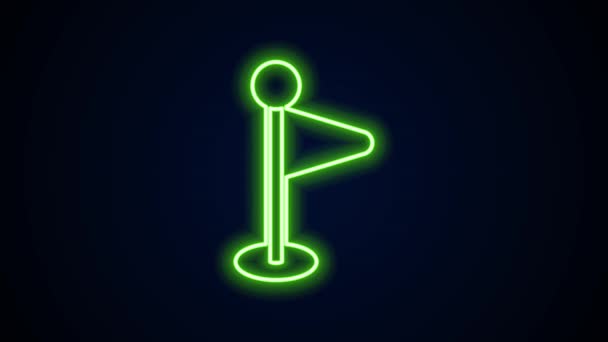 Linea al neon luminosa Icona della bandiera isolata su sfondo nero. Il simbolo del segnaposto. Animazione grafica 4K Video motion — Video Stock