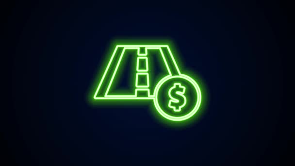 Glowing neon line Toll road traffic sign. Signpost icon isolated on black background. Pointer symbol. Street information sign. Direction sign. 4K Video motion graphic animation — Stock Video