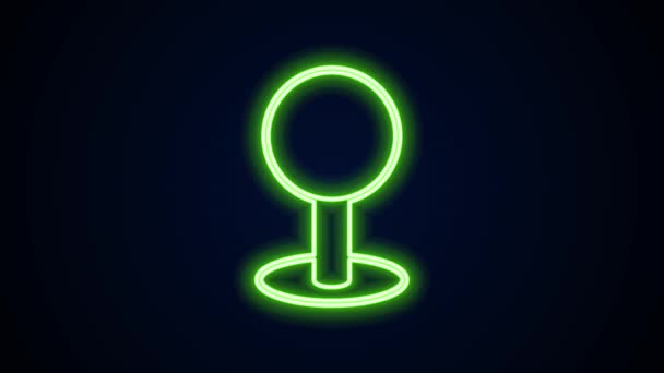 Glödande neon line Tryck stift ikon isolerad på svart bakgrund. Tumtacksskylt. 4K Video motion grafisk animation — Stockvideo