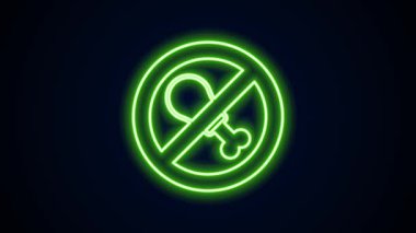 Parlayan neon hattı. Siyah arkaplanda et simgesi yok. Fast food yasak - vejetaryen yiyecekler. 4K Video hareketli grafik canlandırması