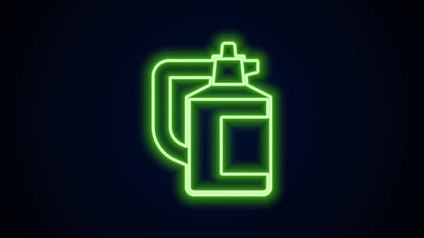 Leuchtende Neon-Linie Garten Sprayer für Wasser, Dünger, Chemikalien Symbol isoliert auf schwarzem Hintergrund. 4K Video Motion Grafik Animation — Stockvideo