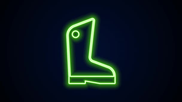 Glowing neon line Rubber gloves icon isolated on black background. Latex hand protection sign. Housework cleaning equipment symbol. 4K Video motion graphic animation — Stock Video