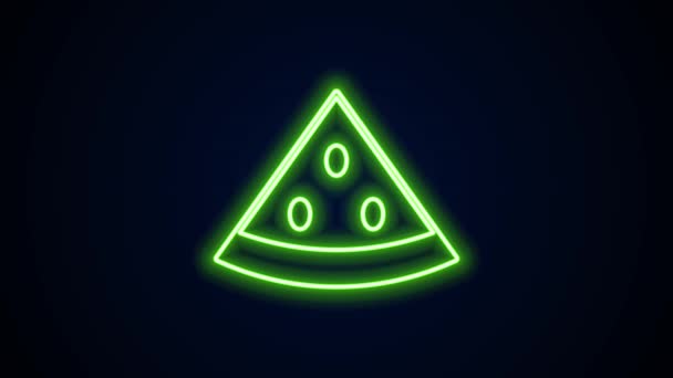 Glowing neon line Watermelon icon isolated on black background. 4K Video motion graphic animation — Stock Video