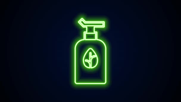 Glowing neon line Organic cosmetic icon isolated on black background. Produk perawatan tubuh. Animasi grafis gerak Video 4K — Stok Video