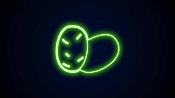 Glowing neon line Potato icon isolated on black background. Animasi grafis gerak Video 4K — Stok Video