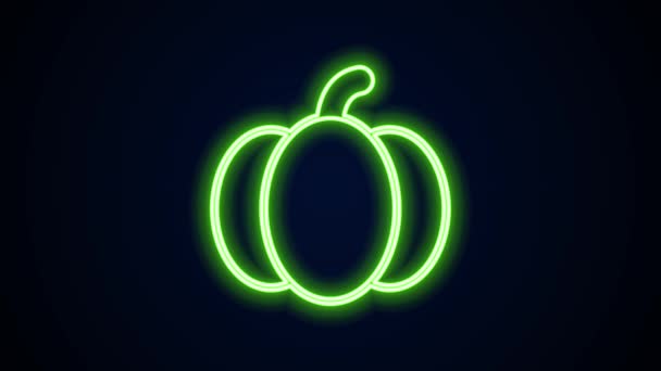 Linea neon luminosa Icona zucca isolata su sfondo nero. Buona festa di Halloween. Animazione grafica 4K Video motion — Video Stock