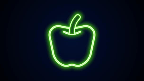 Glowing neon line Apple icon isolated on black background. Excess weight. Healthy diet menu. Fitness diet apple. 4K Video motion graphic animation — Stock Video