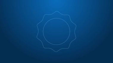 Beyaz çizgi Sun simgesi mavi arkaplanda izole edildi. 4K Video hareketli grafik canlandırması