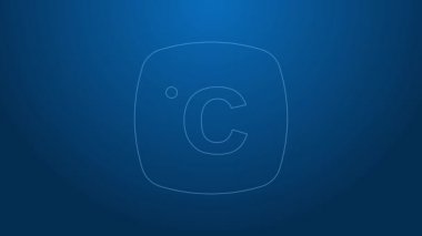 Beyaz çizgi Celsius simgesi mavi arkaplanda izole edildi. 4K Video hareketli grafik canlandırması