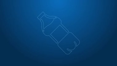 Mavi arka planda beyaz çizgi üzerindeki su ikonu. Soda su içme tabelası. 4K Video hareketli grafik canlandırması