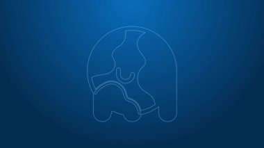 Küresel ısınma simgesine dönüşen beyaz çizgi gezegeni mavi arka planda izole edildi. Ekolojik problemler ve çözümler - termometre. 4K Video hareketli grafik canlandırması