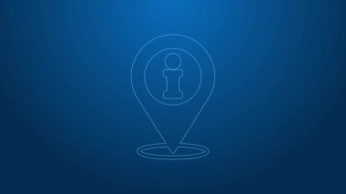 Mavi arkaplanda bilgi simgesi olan beyaz çizgi konumu. 4K Video hareketli grafik canlandırması