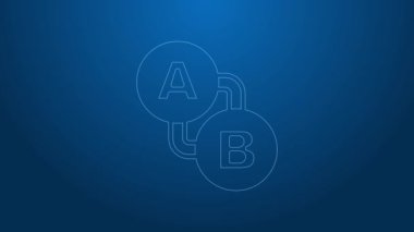 Beyaz çizgi rota simgesi mavi arkaplanda izole edildi. Harita işaretçisi işareti. Yol ya da yol kavramı. GPS navigatörü. 4K Video hareketli grafik canlandırması