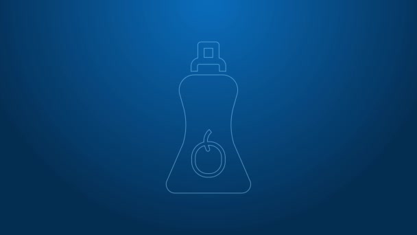 Weiße Linie Sauce Flasche Symbol isoliert auf blauem Hintergrund. Ketchup-, Senf- und Mayonnaise-Flaschen mit Soße für Fast Food. 4K Video Motion Grafik Animation — Stockvideo