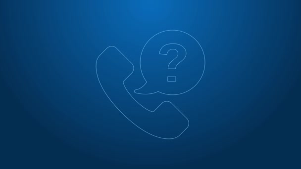 White line Telephone 24 hours support icon isolated on blue background. All-day customer support call-center. Full time call services. 4K Video motion graphic animation — Stock Video