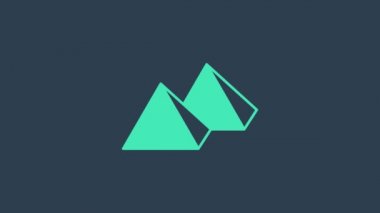 Turkuaz Mısır piramitleri ikonu mavi arka planda izole edildi. Antik Mısır 'ın sembolü. 4K Video hareketli grafik canlandırması