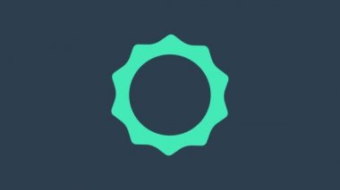 Turkuaz Güneş simgesi mavi arkaplanda izole edildi. 4K Video hareketli grafik canlandırması