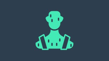 Turkuaz yüksek vücut ısısı ya da mavi arka planda izole edilmiş ateş ikonu. Hastalık, soğuk algınlığı, grip belirtileri. 4K Video hareketli grafik canlandırması