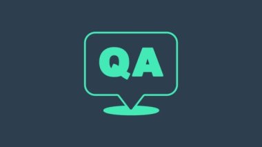 Mavi arkaplanda Soru ve Yanıt simgesi izole edilmiş turkuaz konuşma baloncukları. Q ve A sembolü. SSS işareti. Konuşma balonu ve çizelgesi. 4K Video hareketli grafik canlandırması