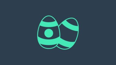 Turkuaz Paskalya yumurtası ikonu mavi arka planda izole edilmiş. Mutlu Paskalyalar. 4K Video hareketli grafik canlandırması