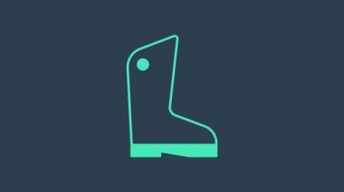 Mavi arka planda izole edilmiş turkuaz lastik eldiven ikonu. Lateks el koruması işareti. Ev işi temizlik ekipmanları sembolü. 4K Video hareketli grafik canlandırması