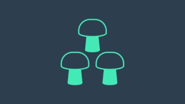 Turkuaz mantar ikonu mavi arkaplanda izole edildi. 4K Video hareketli grafik canlandırması