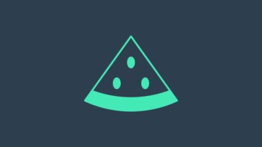 Turkuaz karpuz simgesi mavi arkaplanda izole edildi. 4K Video hareketli grafik canlandırması