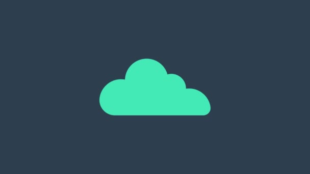 Turquoise Cloud icon isolated on blue background. 4K Video motion graphic animation — Stock Video