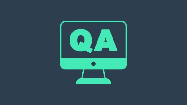 Turquoise Speech bubbles with Question and Answer icon isolated on blue background. Q and A symbol. FAQ sign. Chat speech bubble and chart. 4K Video motion graphic animation — Stock Video