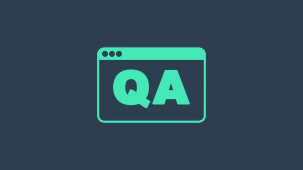 Turquoise Speech bubbles with Question and Answer icon isolated on blue background. Q and A symbol. FAQ sign. Chat speech bubble and chart. 4K Video motion graphic animation — Stock Video