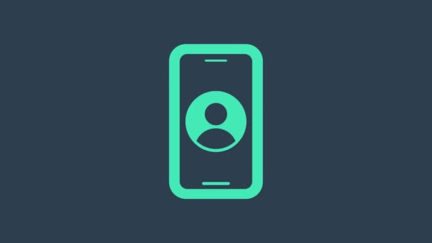 Turquoise Téléphone 24 heures support icône isolée sur fond bleu. Centre d'appels du service clientèle ouvert toute la journée. Services d'appels à temps plein. Animation graphique de mouvement vidéo 4K — Video