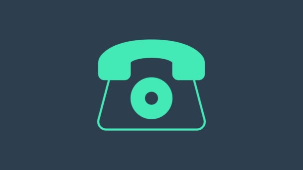 Türkis Telefon 24 Stunden Unterstützung Symbol isoliert auf blauem Hintergrund. Ganztägiges Kundendienst-Call-Center. Vollzeit-Rufdienste. 4K Video Motion Grafik Animation — Stockvideo